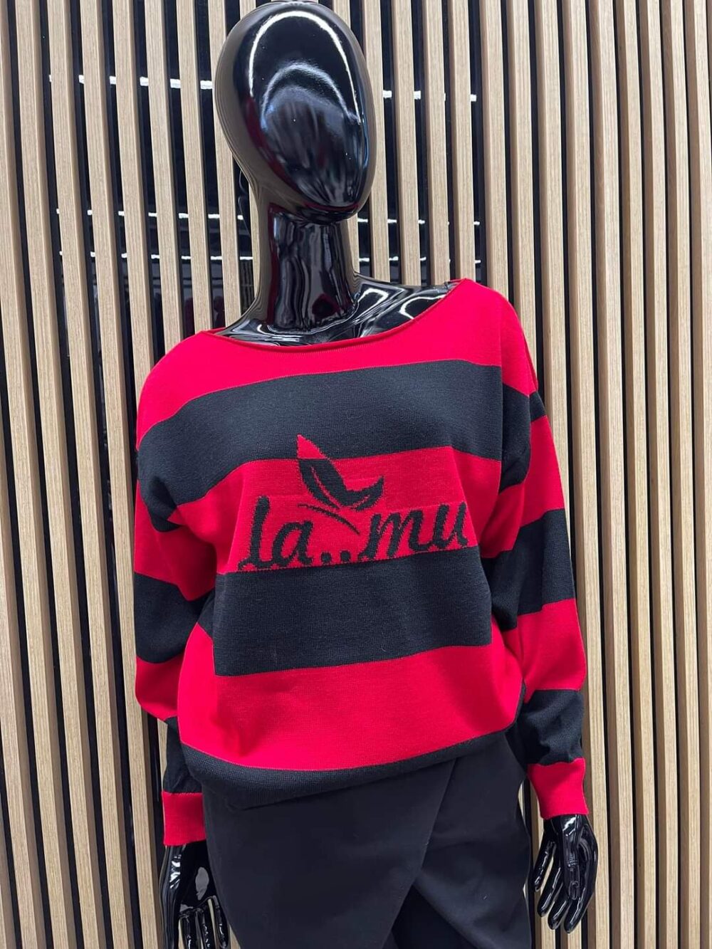 SWETER DAMSKI UNI  410/24S-CZERWONO/CZARNY
