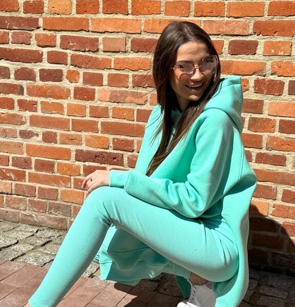 Legginsy Prążkowane Turkusowe