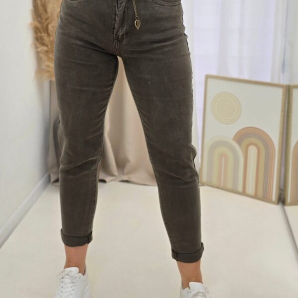 Spodnie damskie jeans brązowe