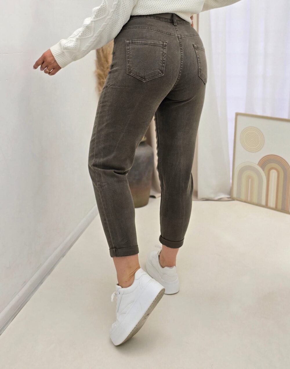 Spodnie damskie jeans brązowe